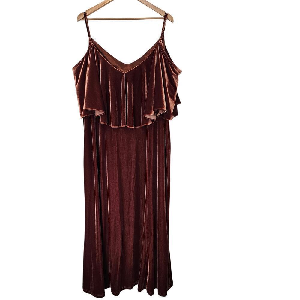 Revelry Riley Convertible Velvet Dress Womens 28 4X Brown Maxi Evening Wedding - Picture 2 of 11